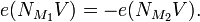 e(N_{{M_{1}}}V)=-e(N_{{M_{2}}}V).