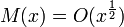 M(x)=O(x^{{\frac  12}})