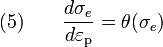 {\text{(5)}}\qquad {\frac  {d\sigma _{e}}{d\varepsilon _{{{\rm {{p}}}}}}}=\theta (\sigma _{e})