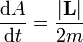 {\frac  {{\mathrm  {d}}A}{{\mathrm  {d}}t}}={\frac  {\left|{\mathbf  {L}}\right|}{2m}}\,\!