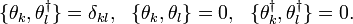 \{\theta _{k},\theta _{l}^{\dagger }\}=\delta _{{kl}},\ \ \{\theta _{k},\theta _{l}\}=0,\ \ \{\theta _{k}^{\dagger },\theta _{l}^{\dagger }\}=0.