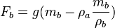 F_{b}=g(m_{b}-\rho _{a}{m_{b} \over \rho _{b}})