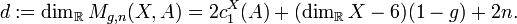 d:=\dim _{{{\mathbb  {R}}}}M_{{g,n}}(X,A)=2c_{1}^{X}(A)+(\dim _{{{\mathbb  {R}}}}X-6)(1-g)+2n.