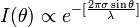 I(\theta )\propto e^{{-[{\frac  {2\pi \sigma \sin \theta }{\lambda }}]}}