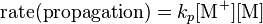 \textstyle {\text{rate(propagation)}}=k_{p}[{\text{M}}^{+}][{\text{M}}]