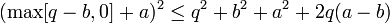 (\max[q-b,0]+a)^{2}\leq q^{2}+b^{2}+a^{2}+2q(a-b)