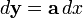 d{\mathbf  {y}}={\mathbf  {a}}\,dx