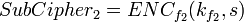  SubCipher_2=ENC_{f_2}(k_{f_2},s) 