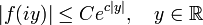 |f(iy)|\leq Ce^{{c|y|}},\quad y\in {\mathbb  {R}}