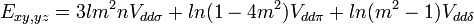 E_{{xy,yz}}=3lm^{2}nV_{{dd\sigma }}+ln(1-4m^{2})V_{{dd\pi }}+ln(m^{2}-1)V_{{dd\delta }}