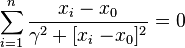 \sum _{{i=1}}^{n}{\frac  {x_{i}-x_{0}}{\gamma ^{2}+[x_{i}-\!x_{0}]^{2}}}=0