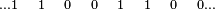 \scriptstyle \dots 1\quad 1\quad 0\quad 0\quad 1\quad 1\quad 0\quad 0\dots 