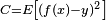 \scriptstyle C=E\left[(f(x)-y)^{2}\right]