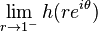 \lim _{{r\to 1^{-}}}h(re^{{i\theta }})