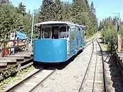 Funicular car and rails