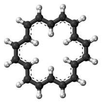 Ball-and-stick model of the cyclooctadecanonaene molecule