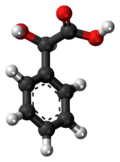 Ball-and-stick model of the mandelic acid molecule