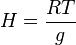 H = \frac{RT}{g}