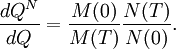 \frac{dQ^N}{dQ} = \frac{M(0)}{M(T)}\frac{N(T)}{N(0)}.