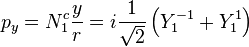 p_y = N_1^c \frac{y}{r} = i\frac{1}{\sqrt{2}} \left(Y_1^{-1}+Y_1^1\right)