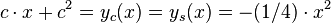   c \cdot x + c^2 = y_c(x) = y_s(x) = -(1/4) \cdot x^2 \,\!