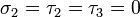 \sigma_2 = \tau_2 = \tau_3 = 0\Big.