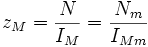 z_M = \frac{N}{I_M} = \frac{N_m}{I_{Mm}}