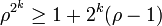 \rho^{2^k}\ge 1+2^k(\rho-1)