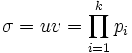 \sigma = uv = \prod_{i=1}^k p_i