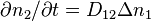 \partial n_2/ \partial t = D_{12} \Delta n_1