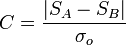 C = \frac{|S_A-S_B|}{\sigma_o}