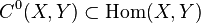 C^0(X,Y) \subset \mbox{Hom}(X,Y)\,