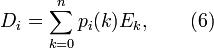 
D_{i}=\sum_{k=0}^n p_i (k) E_k, \qquad (6)
