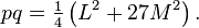  pq = \tfrac14 \left(L^2+ 27M^2\right).