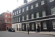 A wide shot of Downing Street