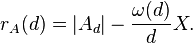 r_A (d) = \left| A_d \right| - \frac{\omega(d)}{d} X.