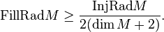 \mathrm{FillRad} M\ge \frac{\mathrm{InjRad} M}{2(\dim M+2)}.