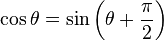 \cos\theta = \sin\left(\theta + \frac{\pi}{2}\right)