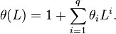  \theta (L)= 1 + \sum_{i=1}^q \theta_i L^i.\,