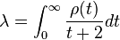 \lambda = \int_0^\infty \frac{\rho(t)}{t+2} dt 