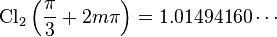 \text{Cl}_2\left(\frac{\pi}{3}+2m\pi \right) =1.01494160 \cdots 