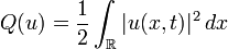 Q(u)=\frac{1}{2}\int_{\R}|u(x,t)|^2\,dx