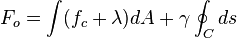 
  F_o=\int (f_c+\lambda) dA+\gamma\oint_C ds
