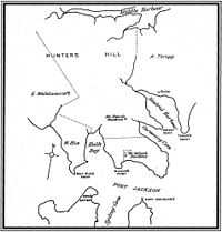 Early map of the Kirribilli area showing an area marked Milson's residence