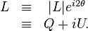 
\begin{matrix}
L & \equiv & |L|e^{i2\theta} \\
 & \equiv & Q +iU. \\
\end{matrix}
