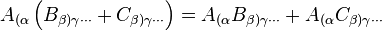 A_{(\alpha} \left(B_{\beta)\gamma\cdots} + C_{\beta)\gamma\cdots} \right) = A_{(\alpha}B_{\beta)\gamma\cdots} + A_{(\alpha}C_{\beta)\gamma\cdots}