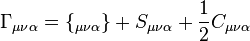 \Gamma_{\mu\nu\alpha}=\{_{\mu\nu\alpha}\} +S_{\mu\nu\alpha} +\frac12 C_{\mu\nu\alpha}