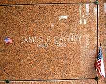 Granite stone engraved with Cagney's name.