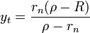 y_t = \frac{ r_n(\rho - R)}{\rho - r_n}