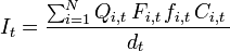  I_t = \frac{\sum_{i=1}^N Q_{i,t}\,F_{i,t}\,f_{i,t}\,C_{i,t}\,}{d_{t}\,} 